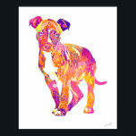 Póster Pit Bull Puppy Pop Art Watercolor Poster<br><div class="desc">Pit Bull cachorro de arte pop estilo acuarela poster. Una declaración colorida y luminosa para las paredes. Arte original © DoggyStyle Design Studio. ¡Creemos que los perros son los mejores! Su amor incondicional y lealtad... la manera en que sus colas se mueven y sus caras se iluminan cuando llegas a...</div>