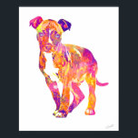 Póster Pit Bull Puppy Pop Art Watercolor Poster<br><div class="desc">Pit Bull cachorro de arte pop estilo acuarela poster. Una declaración colorida y luminosa para las paredes. Arte original © DoggyStyle Design Studio. ¡Creemos que los perros son los mejores! Su amor incondicional y lealtad... la manera en que sus colas se mueven y sus caras se iluminan cuando llegas a...</div>