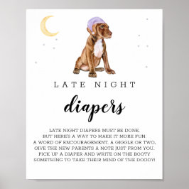 Póster Pit Bull Tarde Noche Diapers Beagle Watercolor Rót