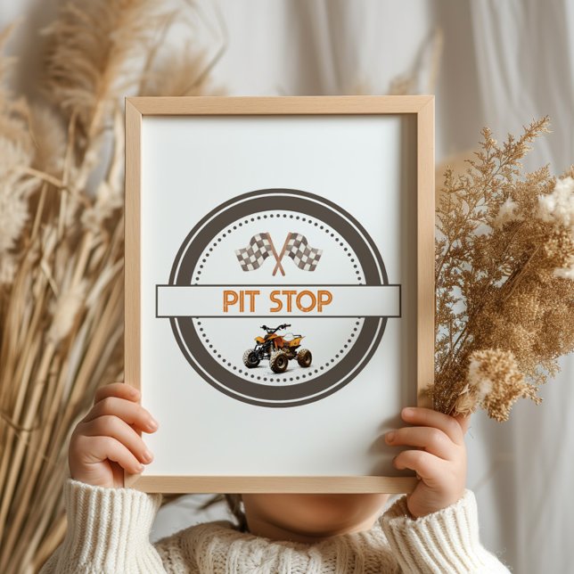 Póster Pit Stop Naranja Rótulo de cumpleaños de cuatro bi (Subido por el creador)