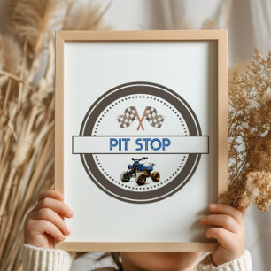 Póster PIT STOP Quad Bike Birday Rótulo