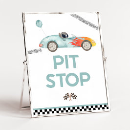 Póster Pit Stop Race Car Birday Party Rótulo