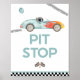 Póster Pit Stop Race Car Birday Party Rótulo (Frente)