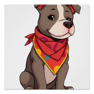 Póster Pitbull Adorable con Pañuelo Gif de Amante de Perr