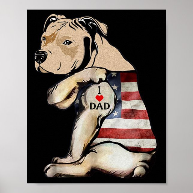 Póster Pitbull amo a papá tatuaje día del padre  (Frente)