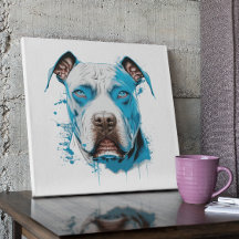 Pitbull blanco con ojos azules