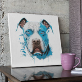 Póster Pitbull blanco con ojos azules