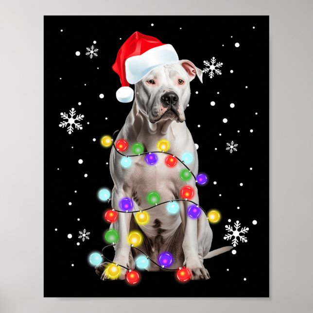 Póster Pitbull Dog Merry Dogmas Santa Pitbull Navidades T (Frente)