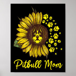 Póster Pitbull Dog Tattoo I Love Mom Tattooed Lover Mothe