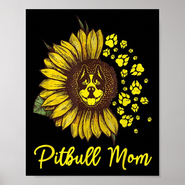 Póster Pitbull Dog Tattoo I Love Mom Tattooed Lover Mothe (Frente)