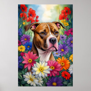 Póster Pitbull en Flower Garden