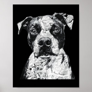 Póster Pitbull Face Cute Dote Lover Hombres Mujeres Blanc