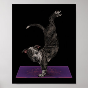 Póster Pitbull haciendo yoga meditación zen namaste perro
