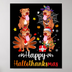 Póster Pitbull Lover Halloween Feliz Navidad