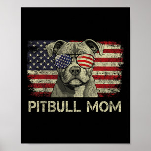 Póster Pitbull Mamá Amantes De Los Perros Bandera America