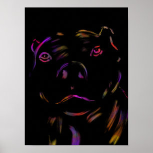 Póster Pitbull Neon Hand Drake Art