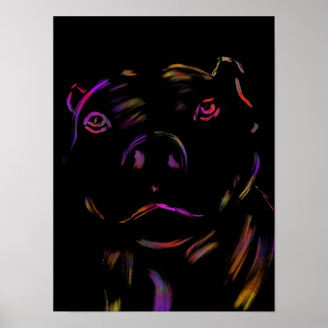 Póster Pitbull Neon Hand Drake Art (Frente)