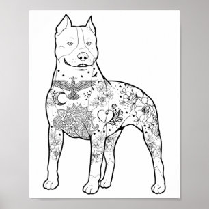 Póster Pitbull Tattoos Diseño Entrenador Perro Guay Pitbu