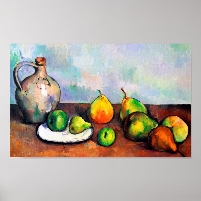 Póster Pitcher and Fruit, Paul Cezanne (Frente)