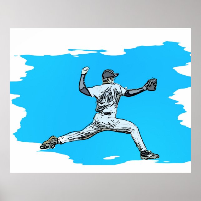 Póster Pitcher de Béisbol Fastball (Frente)