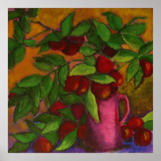 Póster Pitcher of Plums Canvas Print