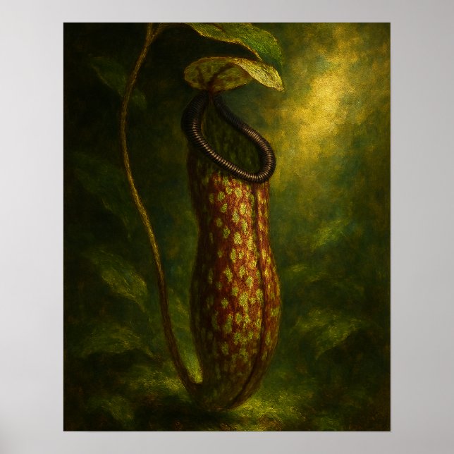 Póster Pitcher Plant: Toxic Elegance Impressionist Art (Frente)