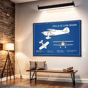 Póster Pitts S-1C - Planes de diseño aéreo ABD