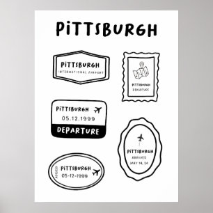 Póster Pittsburgh - Colección de sellos de viaje   Minima