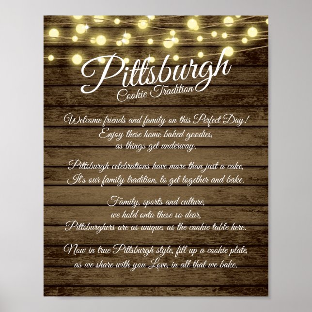 Póster Pittsburgh Cookie Table No Yinz Boda Poster (Frente)
