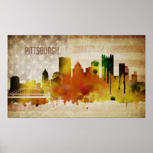 Póster Pittsburgh, PA   Esquina acuática de la ciudad