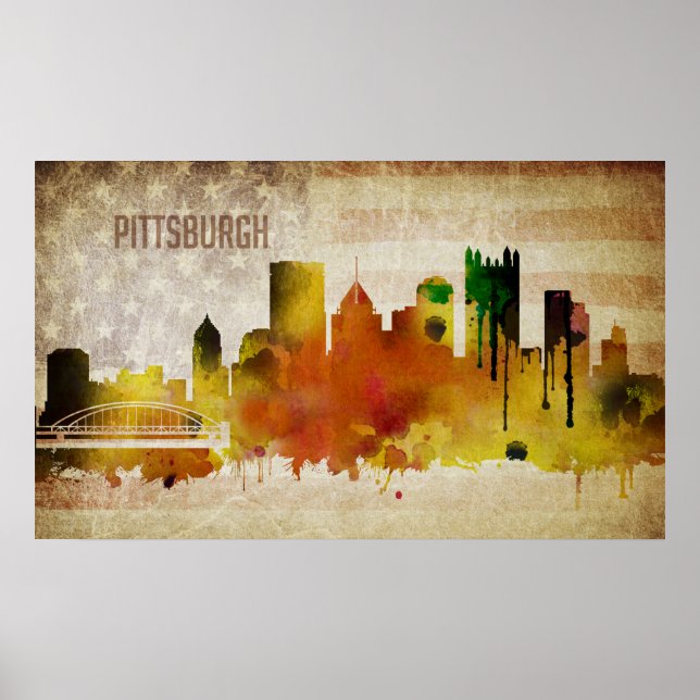 Póster Pittsburgh, PA | Esquina acuática de la ciudad (Frente)