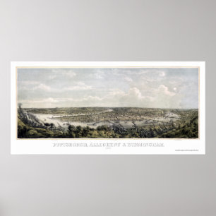 Póster Pittsburgh, PA Panoramic Map - 1871