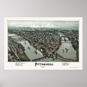 Póster Pittsburgh, PA Panoramic Map - 1902