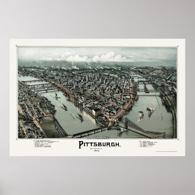 Póster Pittsburgh, PA Panoramic Map - 1902 (Frente)