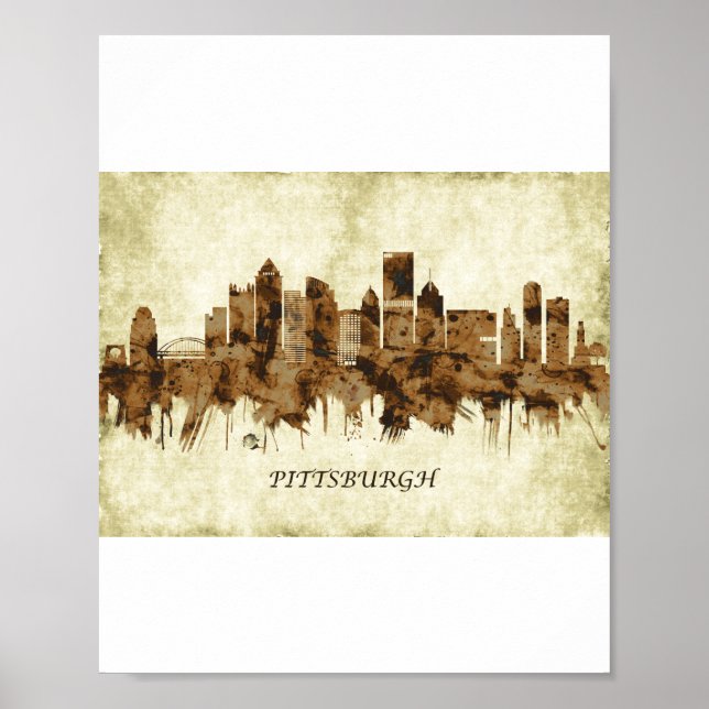 Póster Pittsburgh Pennsylvania Cityscape (Frente)