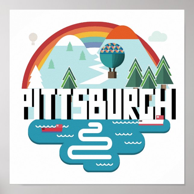 Póster Pittsburgh, Pennsylvania | Diseño de Cityscape (Frente)