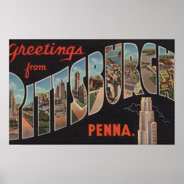 Póster Pittsburgh, Pennsylvania - Large Letter Scenes (Frente)