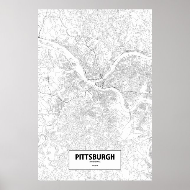 Póster Pittsburgh, Pennsylvania (negro sobre blanco) (Frente)