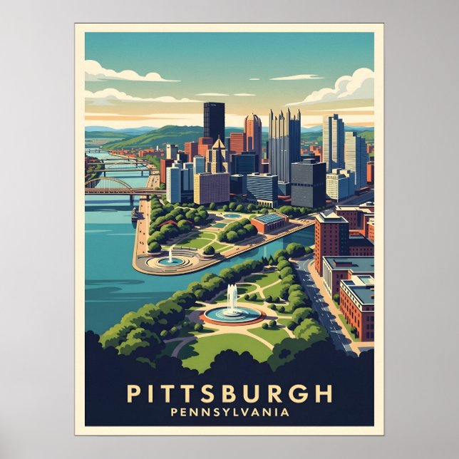 Póster Pittsburgh, Pennsylvania Skyline (Frente)