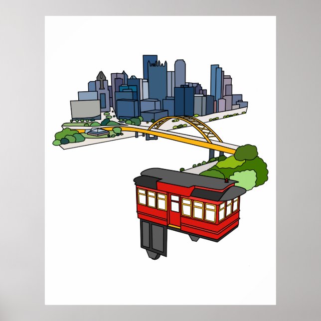 Póster Pittsburgh Pennsylvania Steel City Skyline Art Can (Frente)