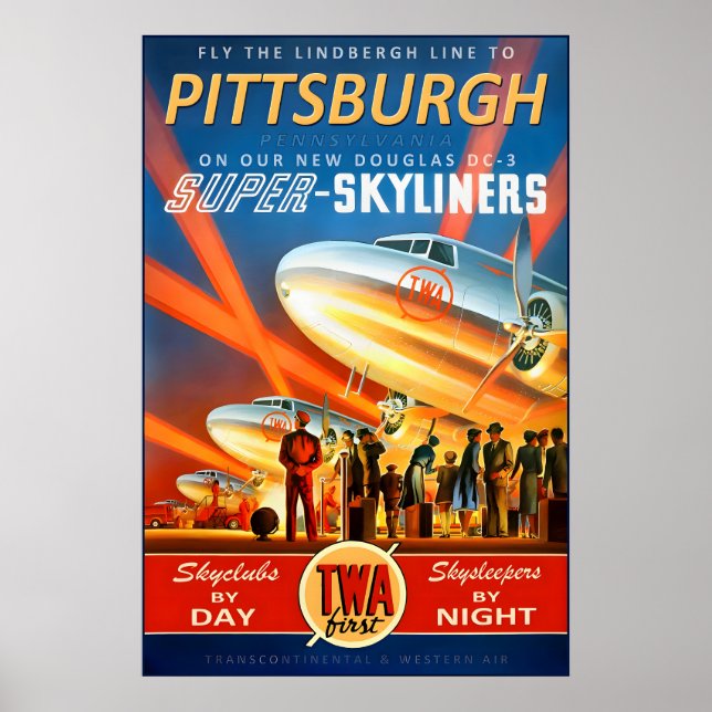 Póster Pittsburgh Pennsylvania Transcontinental & Western (Frente)