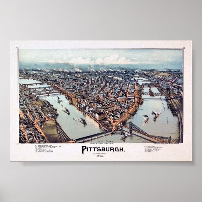 Póster Pittsburgh Pensilvania 1902 (Frente)