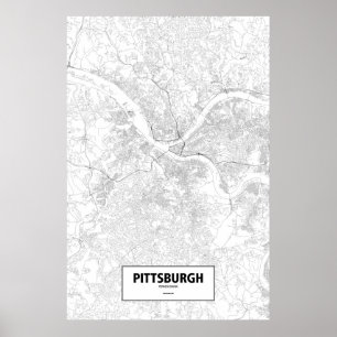 Póster Pittsburgh, Pensilvania (negro sobre blanco)