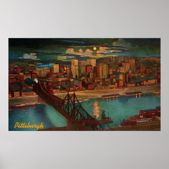 Póster Pittsburgh Por Moonlight Poster (Frente)