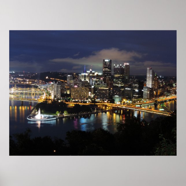 Póster Pittsburgh Skyline at Dusk Poster (Frente)