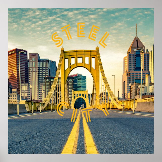 Póster Pittsburgh Steel City Skyline 412 Pennsylvania Can (Frente)