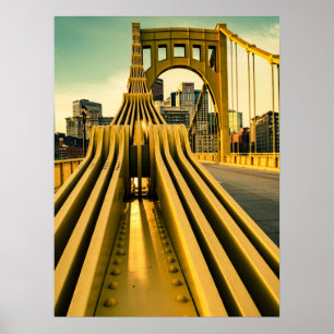 Póster Pittsburgh Steel City Skyline Bridge Pennsylvania