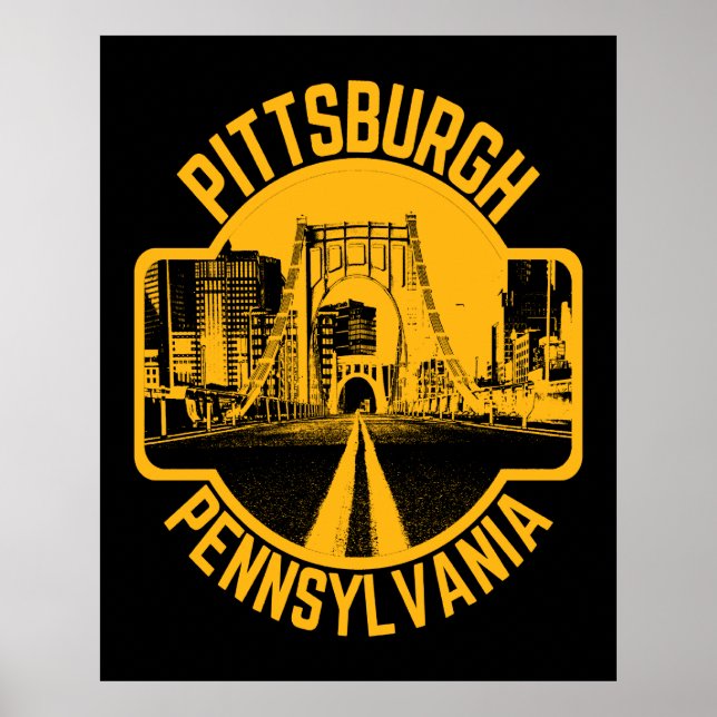 Póster Pittsburgh Steel City Skyline Bridge Pennsylvania (Frente)
