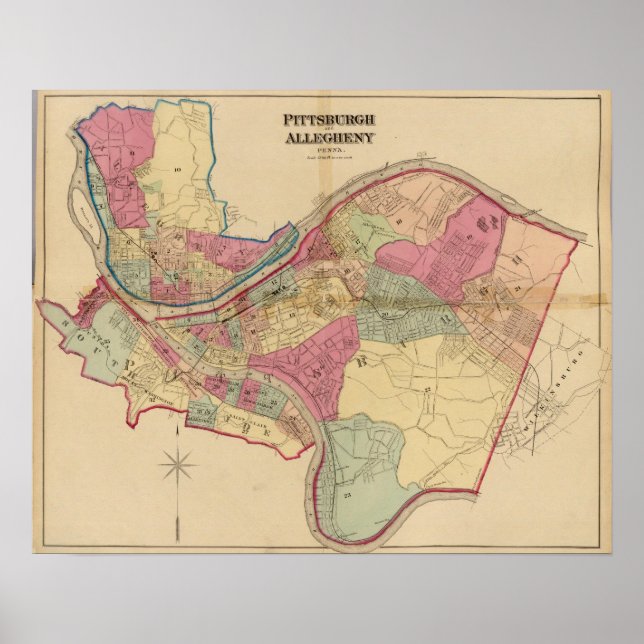 Póster Pittsburgh y Allegheny (Frente)
