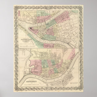 Póster Pittsburgh y Allegheny, Pennsylvania